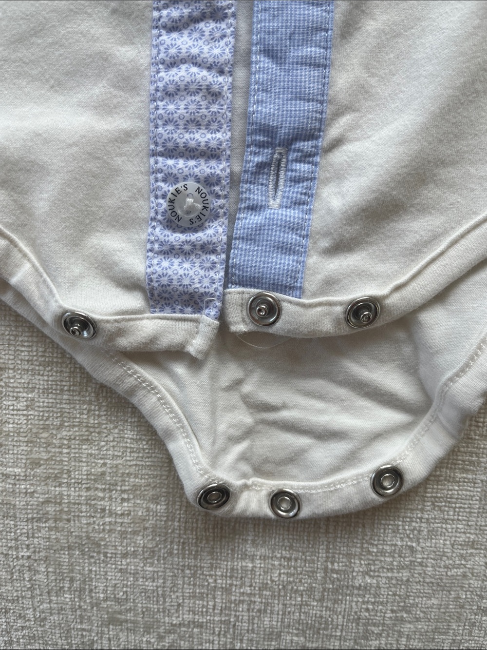 Noukie's Cream & Light Blue Baby Polo Bodysuit - Picture 4 of 7